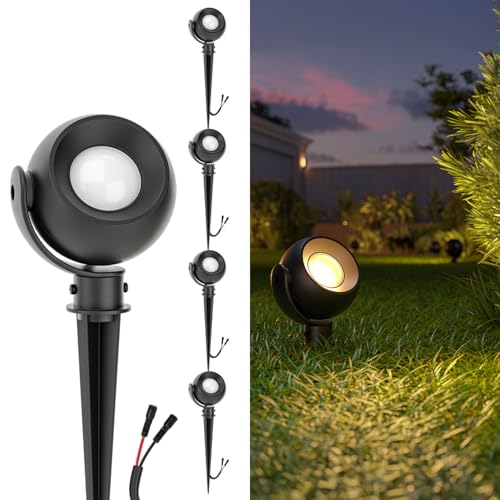 Sunco LED Low Voltage Spotlight Revolver, Sphere Shaped Garden Landscape Lights Outdoor [Luces para Jardin], 4W, 300 LM, 3 CCT: 2700K/4000K/5000K, Wet