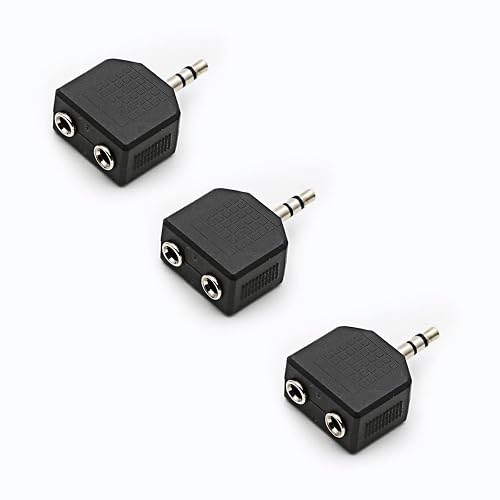 rgzhihuifz 3.5mm Headphone Y Splitter, Gold Plated 3.5mm 1/8 inch Male to Dual Female Stereo Jack Adapter Converter,3-Pack