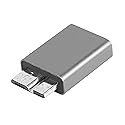 QIANRENON USB 3.0 Type-C Female to USB 3.0 Micro B Male Adapter for Mobile Hard Disk, MacBook Pro, Galaxy S5/S8/S9/S10, Note 3 etc Grey