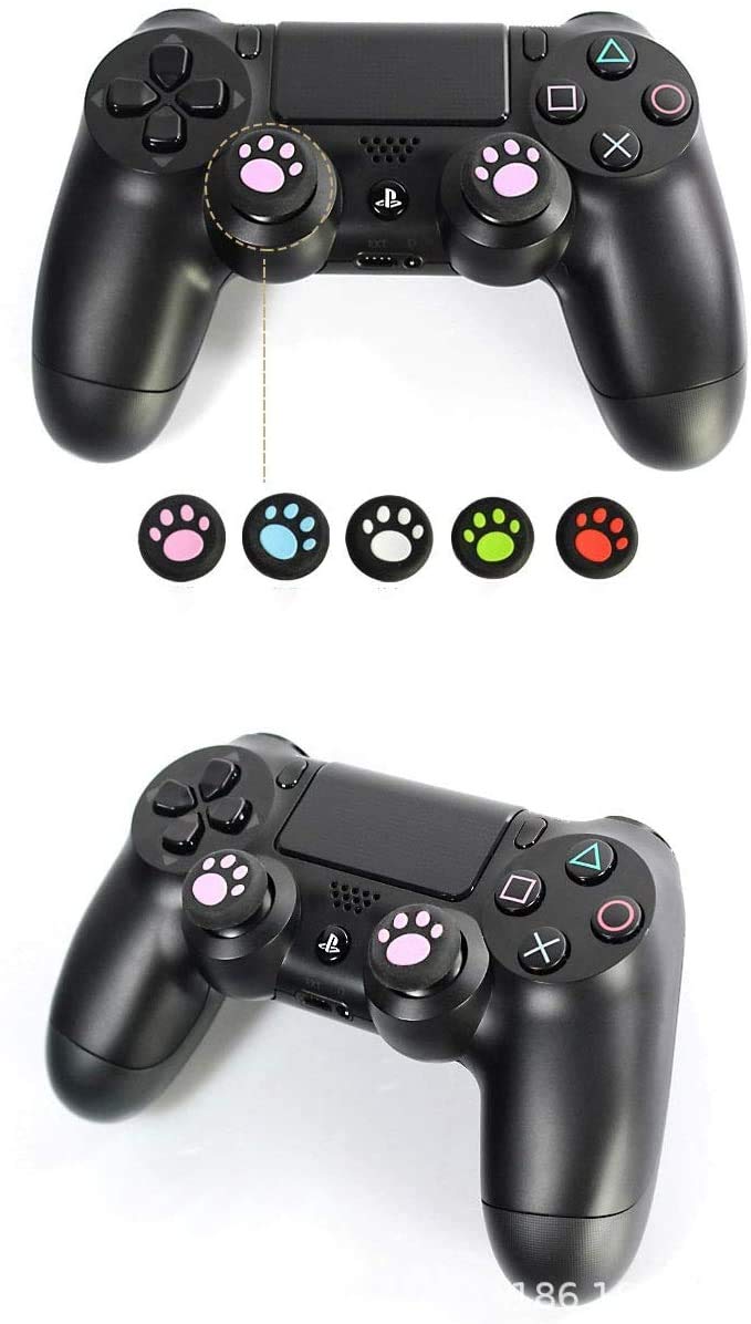 Neuvikter 4 Pcs for PS4 PS3 PS2 Xbox 360 ONE Controller Rubber Silicone Cap Thumbstick Thumb Stick X Cover Case Skin Joystick Grip Grips (Black Pink)