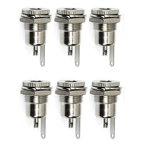 bnafes 6Pcs DC Power Jack Socket 5.5 x 2.1 mm 5A DC Power Jack Female Panel Mounting Connector Socket