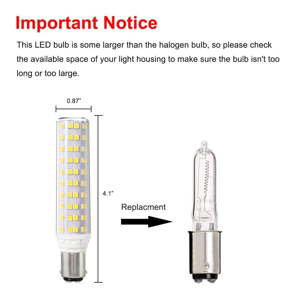 Makergroup 75W T4 JD Type Bulb Replacement, BA15D DC Bayonet Base LED Light Bulbs for Ceiling Fans Pendant Desk Lights, 10W 120V Cool White 6000K