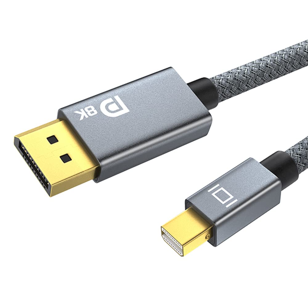QCEs 8K Mini DisplayPort to Displayport 1.4 Cable 6.6Ft, Thunderbolt to DP Cable 8K@60Hz 4K@144Hz Thunderbolt 2(Video Output) Compatible with MacBook