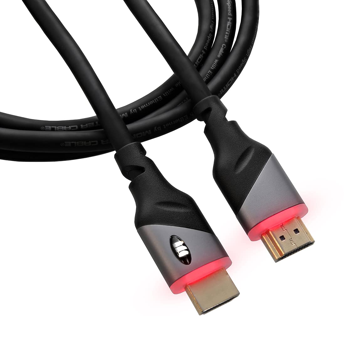 Monster 6ft High Speed 4K Hdr Hdmi Cable with Built-in Red Led Light, Gaming, Video, and Computer