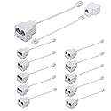 Yumiwoow Phone Line Splitter,Telephone Splitter,with RJ11 6P4C Plugs,Suitable for Telephone,Fax Machine (White /12 Pack)