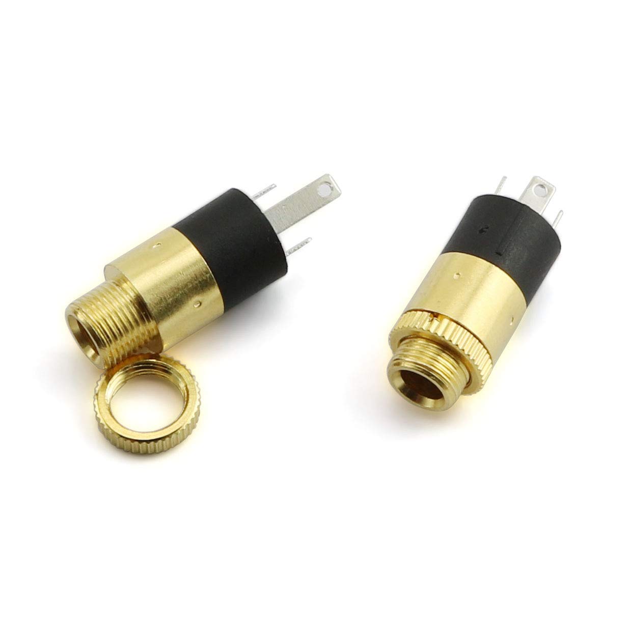 RuiLing 5-Pack Stereo Audio Panel Mount Jack Adapter Gold Plating Metal Headphone Female Socket Connector 3.5mm