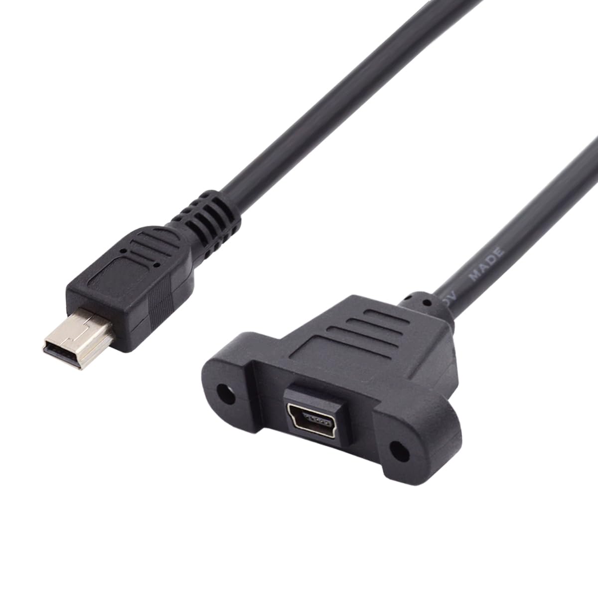 cablecc Panel Mount Type Mini USB2.0 5Pin Male to Female Extension Adapter Cable with Screws 50cm