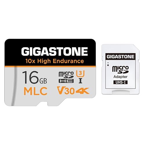 [10x High Endurance] GIGASTONE Industrial 16GB MLC Micro SD Card, 4K Video Recording, Security Cam, Dash Cam, Surveillance Compatible 95MB/s, U3 C10