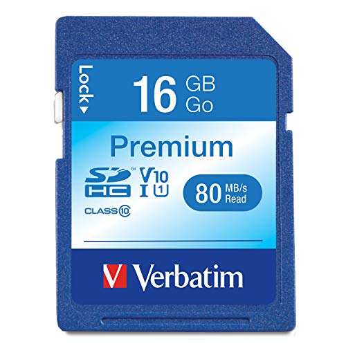 Verbatim 16GB SDHC Camera Memory Card, UHS-I U1 V10 Class 10, 80MB/s