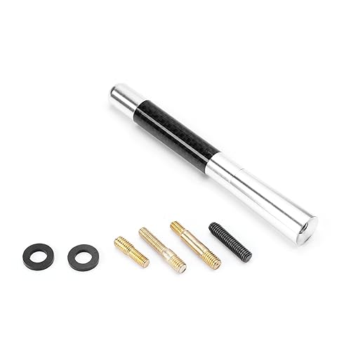 Othmro 12cm Length Carbon Fiber Pattern Screw-on Car Decorative Antenna Aerial Silver Black 1pcs