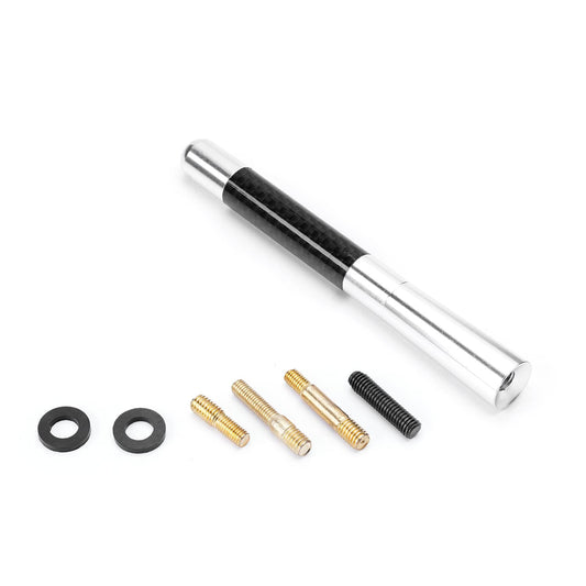 Othmro 12cm Length Carbon Fiber Pattern Screw-on Car Decorative Antenna Aerial Silver Black 1pcs