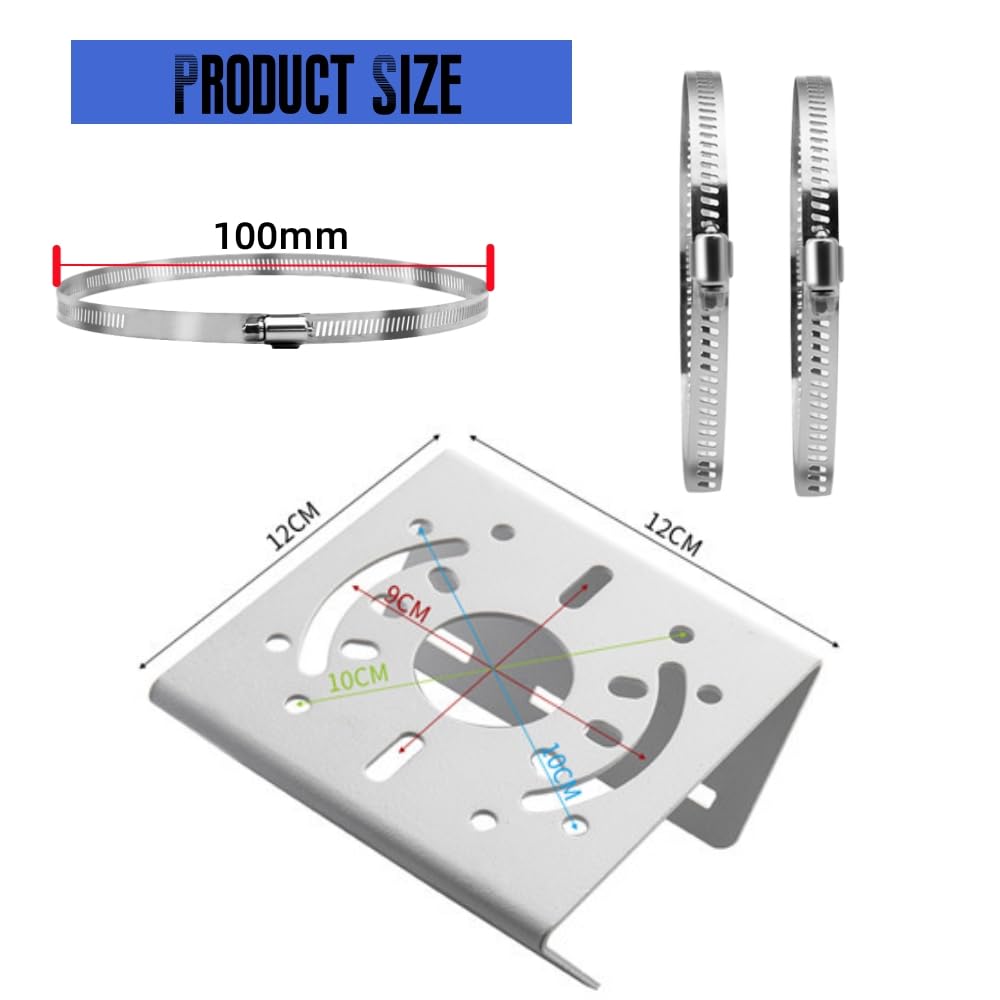 Universal Security Camera Vertical Pole Mount Bracket, Solid Metal Pole Mounting Bracket Adapter with 3 Loops for CCTV Surveillance Cameras LED