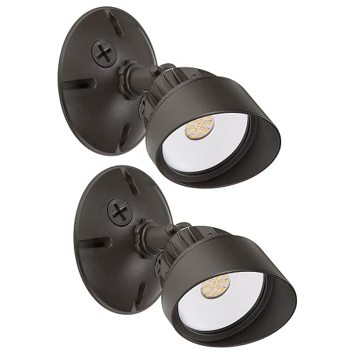 Maxxima LED Brown Outdoor Flood Security Wall Light 800 Lumens 3000K 2 Pack