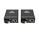 BAUDCOM Gigabit Ethernet Fiber Media Converter 10/100/1000M, SC Single Transceiver, 20KM Single Mode, RJ45 to 1000Base-LX, BIDI 20KM