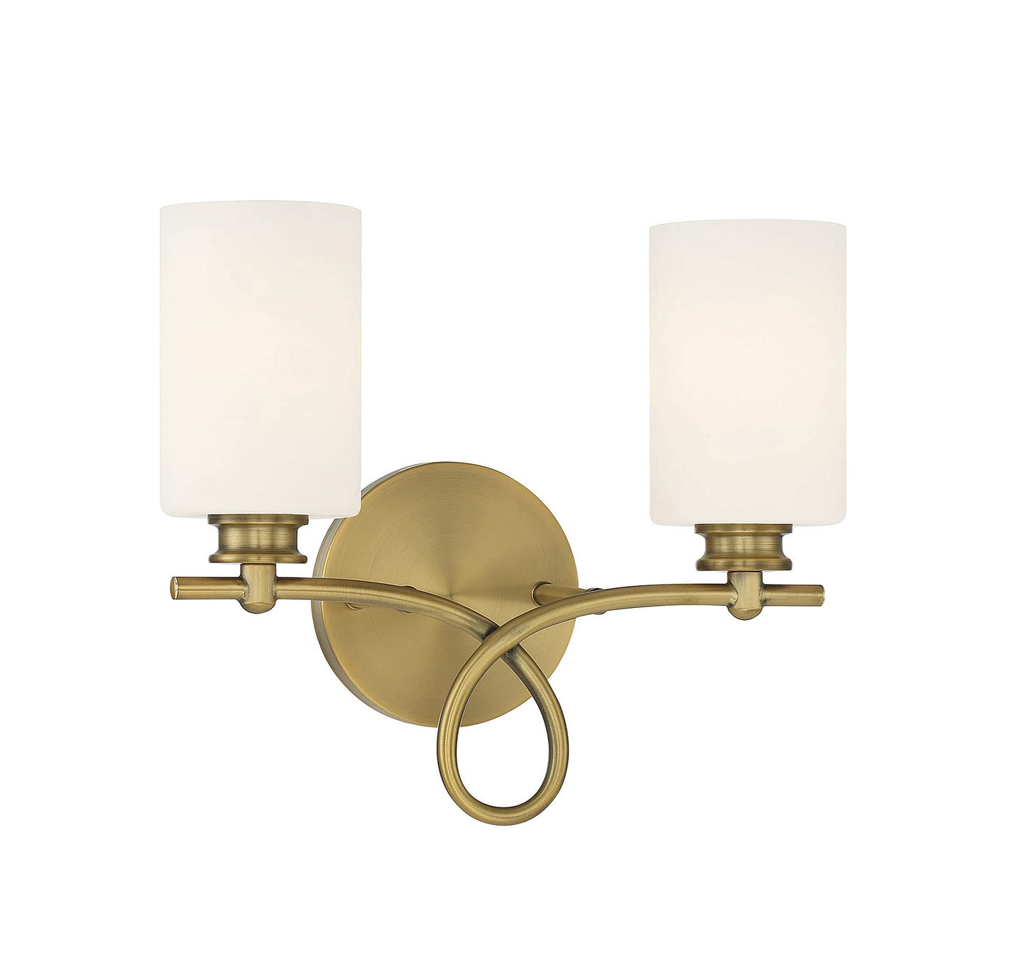 Savoy House 8-530-2-322 Woodbury Traditional Modern Farmhouse White Glass Bathroom Vanity Wall Light, 2-Light 120 Total Watts, 12" H x 14" W, Warm