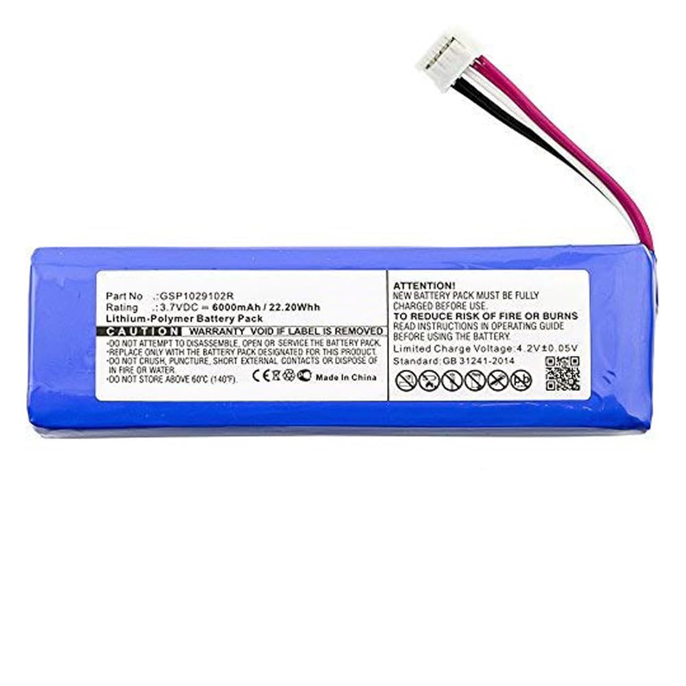 MPF Products 6000mAh GSP1029102R Battery Replacement Compatible with JBL Charge 3 (2015) and Select Charge 2+ Waterproof Bluetooth Speaker
