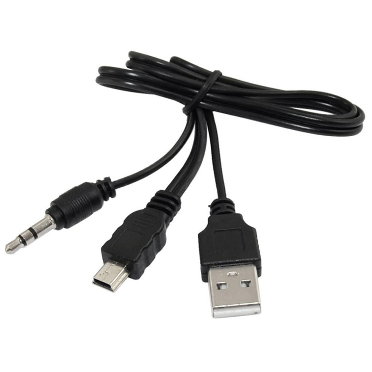 ThtRht 2 Pack Mini USB Audio Cable with USB 2.0 Charging Power Supply Cord to Mini B Male and 3.5mm Jack Plug AUX Connection for iHome IH60 IH61 IH59
