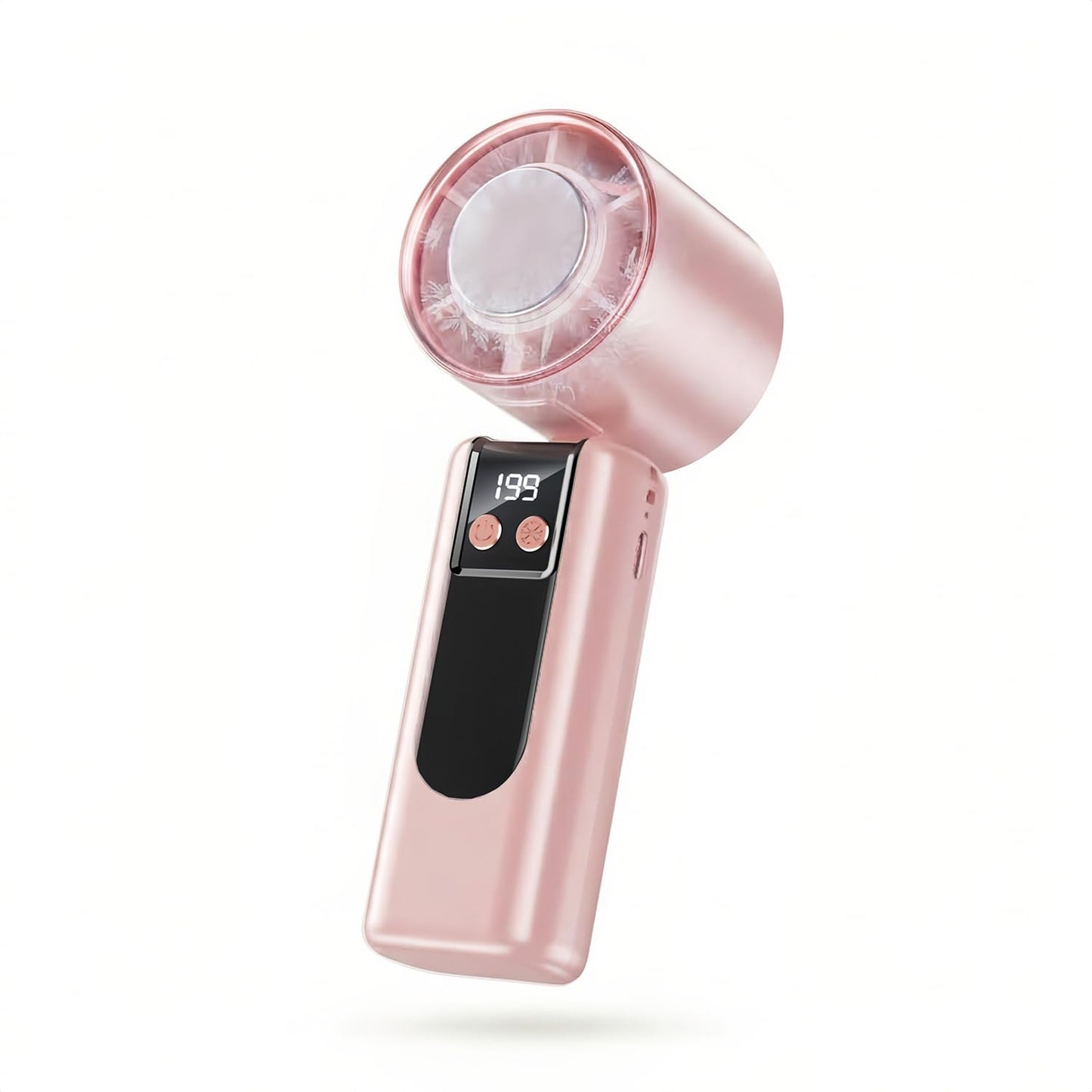 LONCIN Handheld Fan with Semiconductor Cooling Plate, 199 Speeds Portable Turbo Fan, LED Display Personal Small Fan, USB-C Rechargeable Cooling Fan