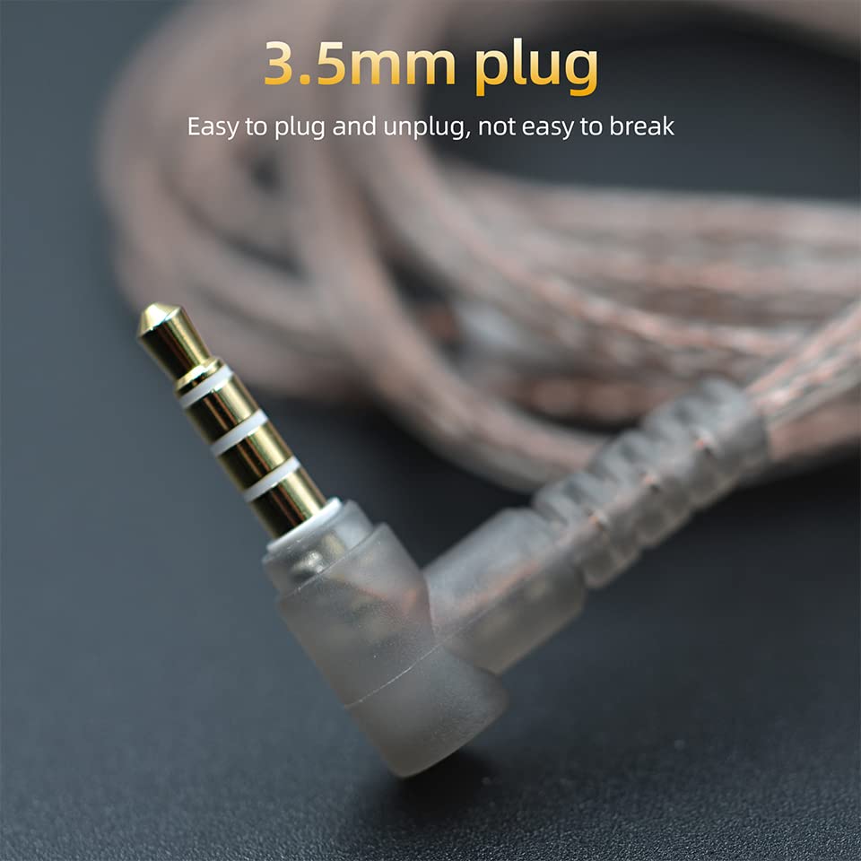 QZXYHYN 2Pin 0.75MM Oxygen-Free Copper Transparent Earphone Replacement Cable in-Ear Headphone Upgrade Cable for KZ ZS10 ZST ZSR ED12 EDX ES4 ES3…