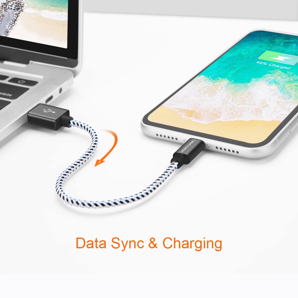 CableCreation 0.5 Feet Short iPhone Charger Cable, [MFi Certified] Lightning to USB Data Sync Cord, Compatible with iPhone 14/14 Pro, AirPods Pro…