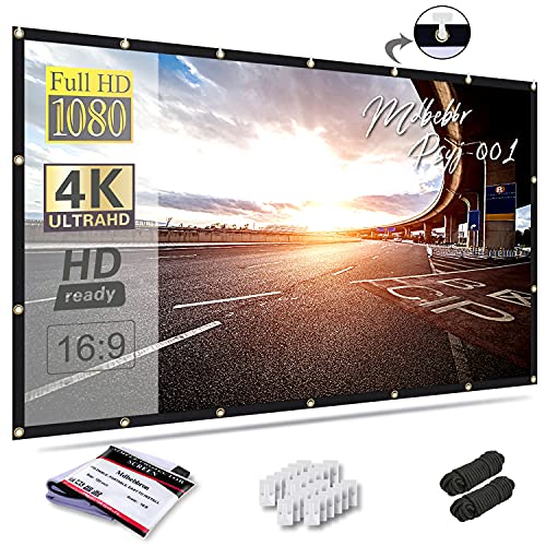 Mdbebbron 120 inch Projector Screen 16:9 Foldable Anti-Crease Portable Projector Movies Screens for Home Theater Outdoor Indoor Support Double Sided