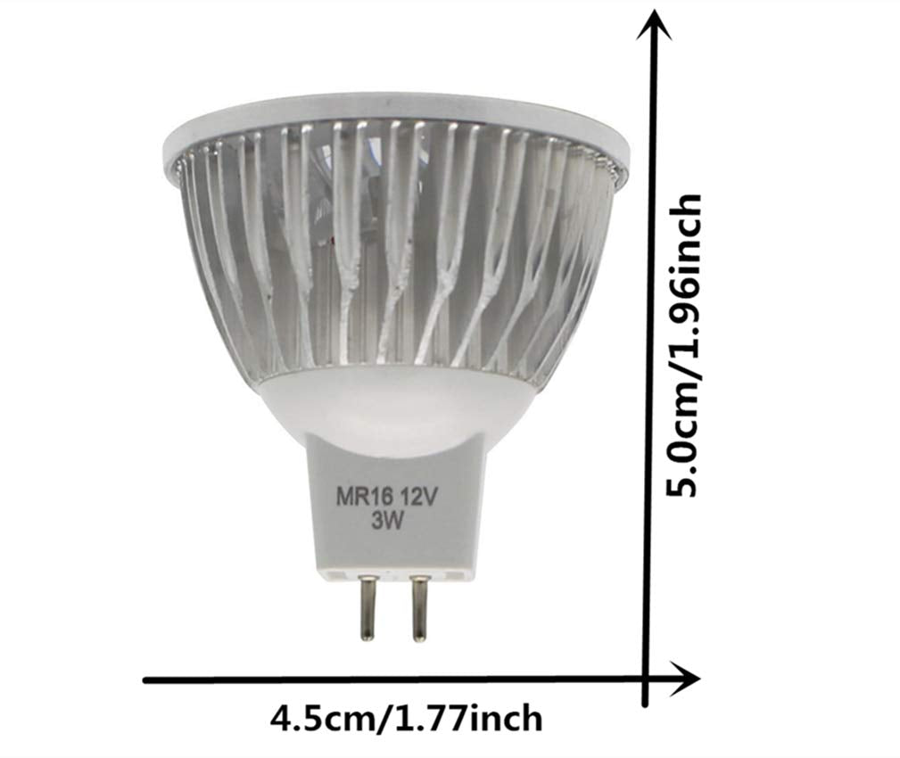 MR16 LED Light Bulbs 3W MR16 Base LED 12V 3W(20W Halogen Bulb Equivalent) Cool White LED Bulb Spotlight Bulbs for Landscape Recessed Lighting,12V Low