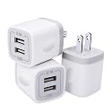 USB Plug, USB Wall Charger 3 Pack, GiGreen Dual Port Electrical Plug Wall Outlet Charger Cube 5V 2.1A Charging Block Compatible iPhone 16 15 14 13 12