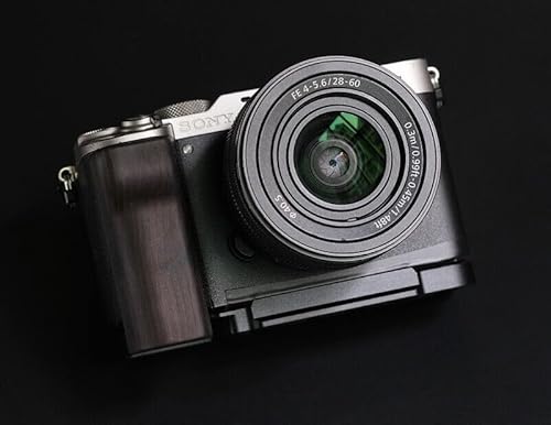QR L Handle Hand Grip Wood Handle + Alloy Baseplate for Sony A7C Camera Holder (Ebony + Black Alloy Baseplate)