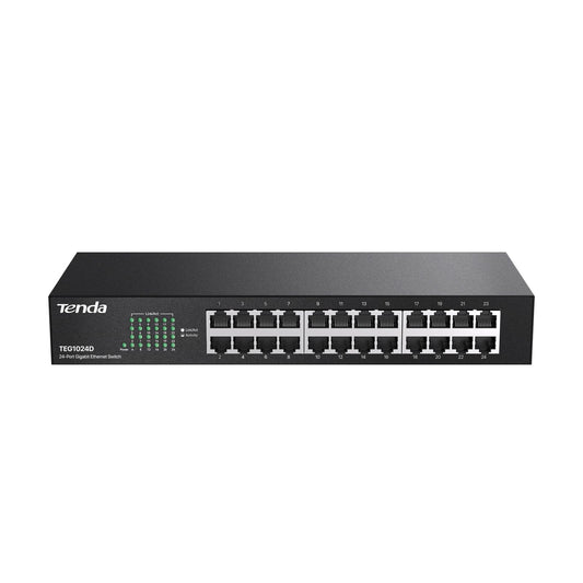Tenda TEG1024D, 24 Port Gigabit Switch, Unmanaged Rackmount Ethernet Switch 24 Port with Traffic Optimization, Plug & Play, Fanless Quiet & Metal
