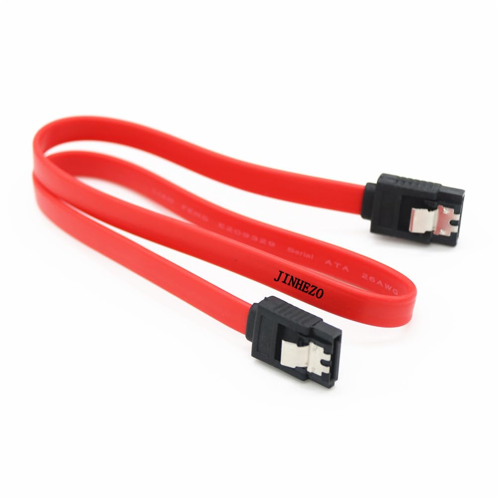 JINHEZO Right-Angle 6.0 Gbps SATA III 90 Degree Red Cable 18 Inch 4 Pack