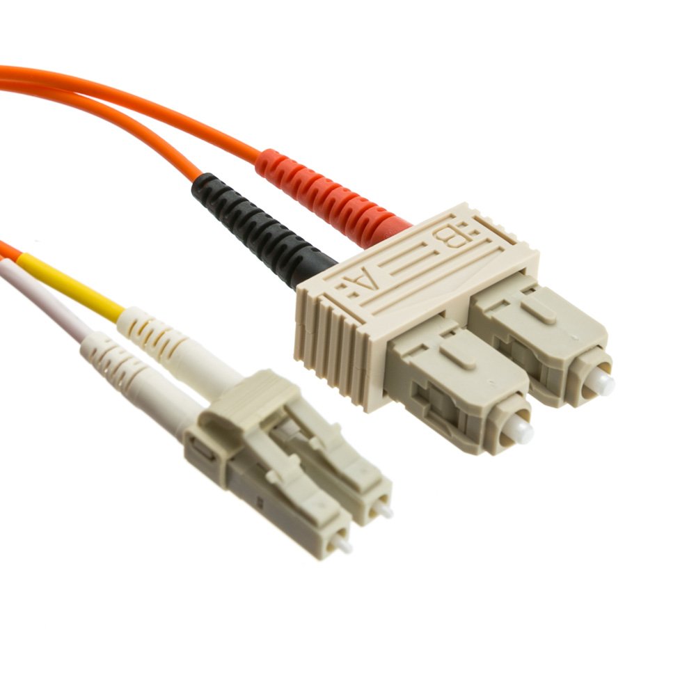 CableWholesale LC to SC OM2 Multimode Duplex Fiber Patch Cord, 3m/10ft