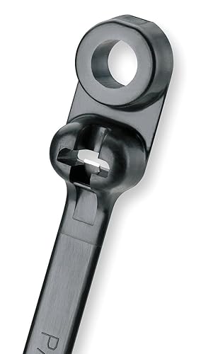 Panduit BC2S-S10-C0 Dome-Top Barb Ty Clamp Tie, Standard, 10 Screw, 8.5" Length, Weather Resistant Nylon 6.6, Black (Pack of 100)