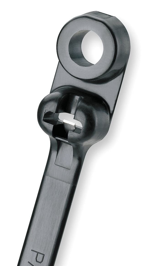 Panduit BC2S-S10-C0 Dome-Top Barb Ty Clamp Tie, Standard, 10 Screw, 8.5" Length, Weather Resistant Nylon 6.6, Black (Pack of 100)