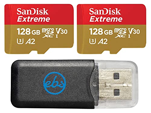 SanDisk 128GB Extreme (2 Pack) MicroSDXC Memory Card Works with GoPro Action Camera Hero 11 Black Mini and Hero11 Black (SDSQXAA-128G-GN6MN) Bundle