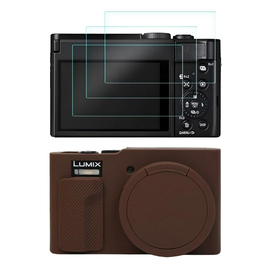 HUADU Screen Protector Compatible for Panasonic Lumix ZS99 Digital Camera,Tempered Glass Film Anti-Scratch High Definition and Soft Silicone Case