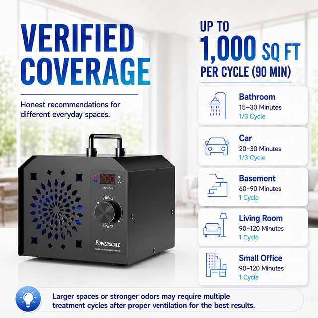 Powerscale Ozone Generator, Odor Removal, Digital Timer, 90,000 mg/h