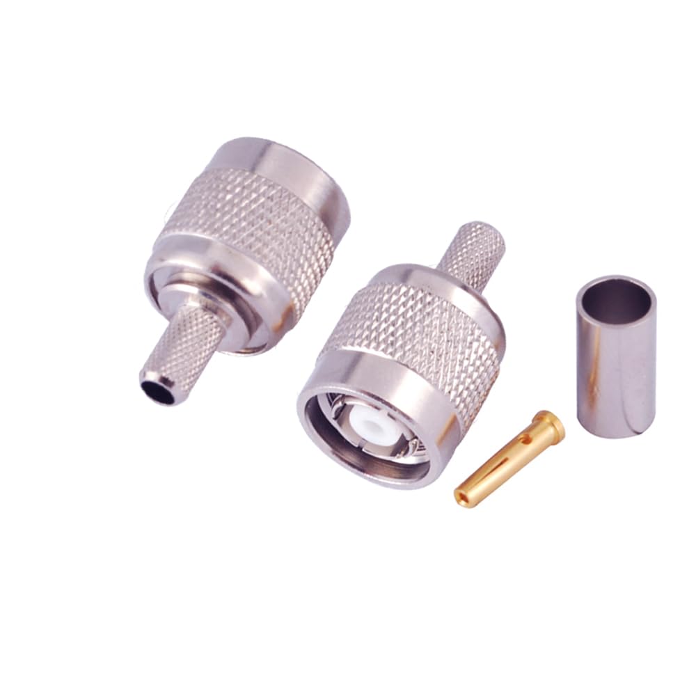 Supmory 5 Pack RP-TNC Male Plug Crimp Connector for RG58 RG142 RG400 195 Coaxial Cable