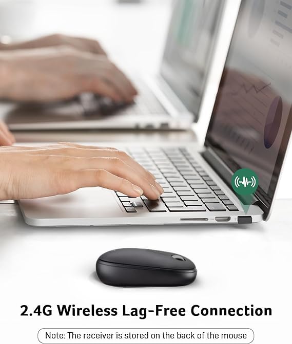 Acer Computer Mouse Wireless, 2.4G Slim USB Wireless Mice with USB-A Receiver, 1600 DPI Optical, Laptop Mouse with Plug and Play for Right/Left Handed