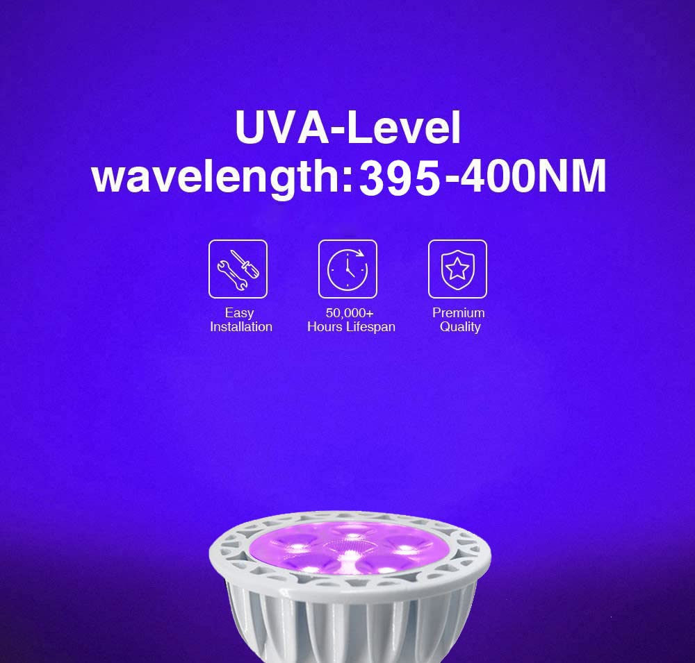 JSVSAL LED Black Light Bulb,MR16 GU10 Base,5W AC85-265V,Not Dimmable,2-Pack