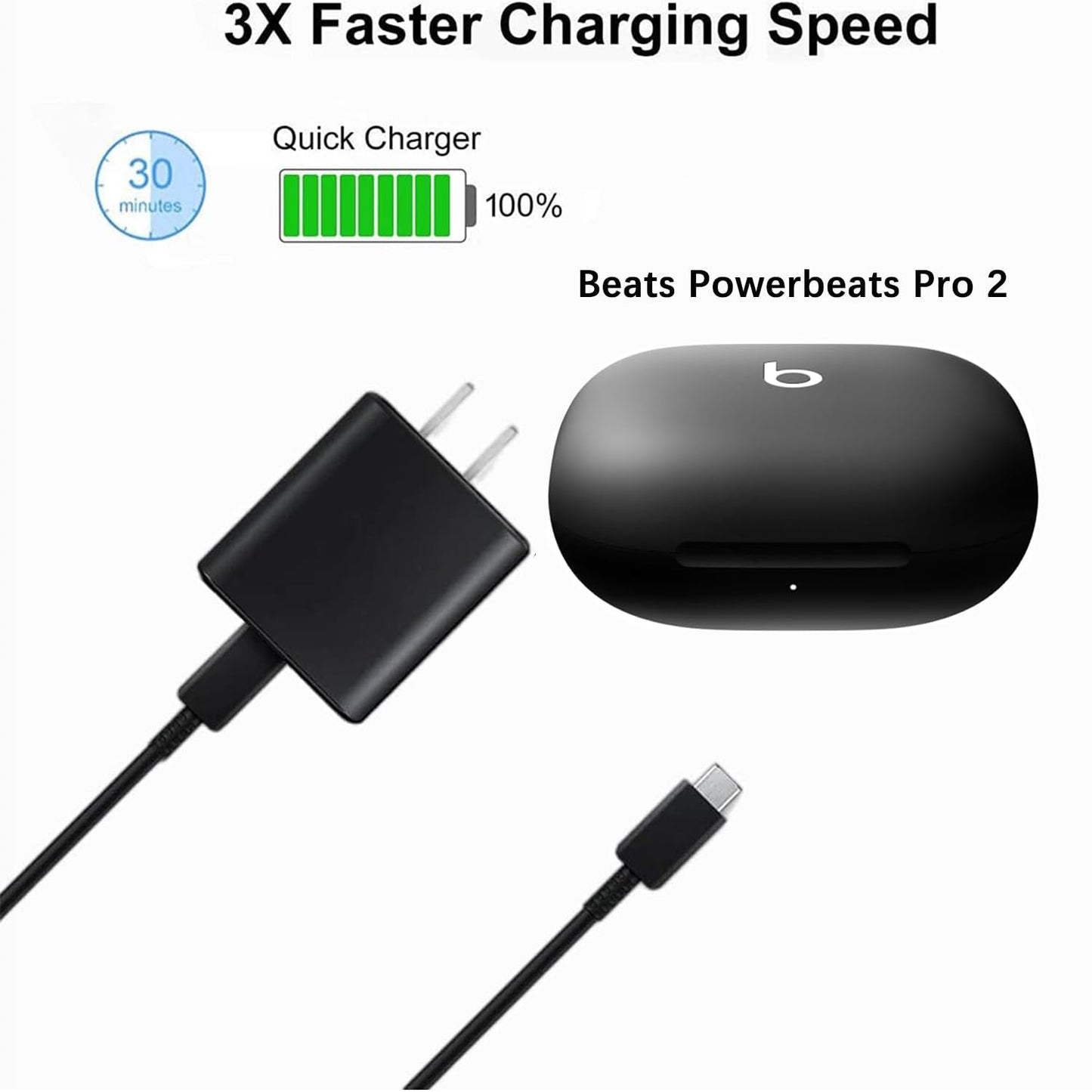 USB-C Beats Earbuds Wall Charger Cord Compatible for Beats Powerbeats Pro 2,Solo 4,Studio Buds +,Studio Pro(x Kim Kardashian),Beats Flex,Fit Pro,Beats