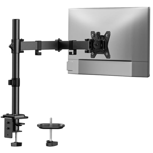 HUANUO Single Monitor Mount, Monitor Arm for 13”-32” Monitors up to 17.6 lbs, Adjustable Stand with 16” Max Height, Desk Mount with C-Clamp