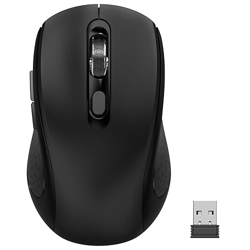 Wireless Mouse with Side Buttons for Laptop, PC, Chromebook, Mac, MacBook, Silent Mouse with USB Nano Receiver, 1000/1600/2400 DPI, Anti Slip Roller