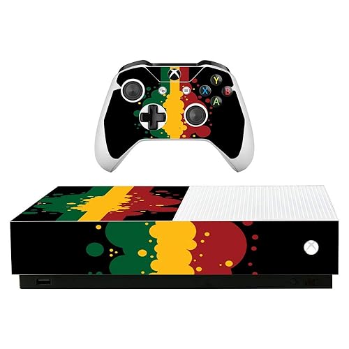MightySkins Skin for Microsoft Xbox One S All-Digital Edition - Rasta Flag | Protective, Durable, and Unique Vinyl Decal wrap Cover | Easy to Apply