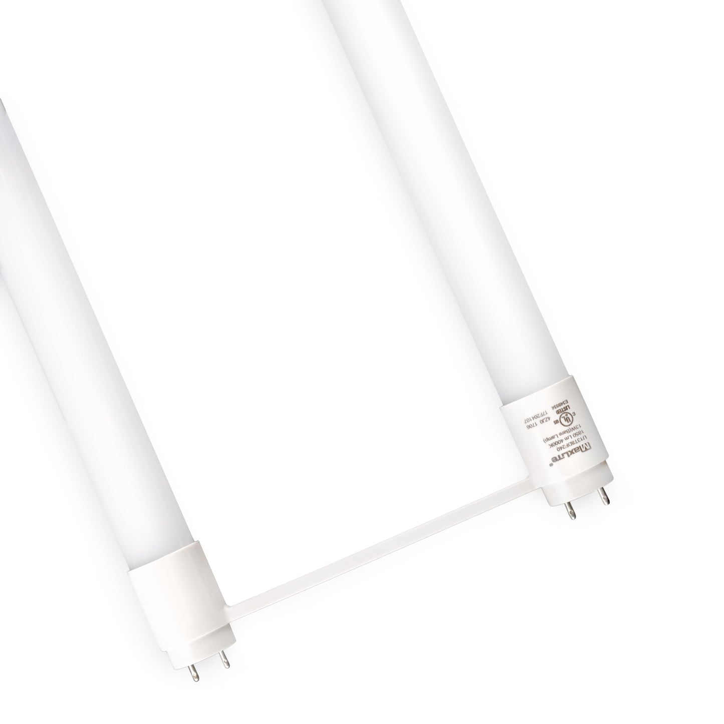 MaxLite U13T8DF240 DirectFit LED T8 U-Bend Light Bulbs - 13W 1800lm, 2-Foot LED Light, Polycarbonate Lens, 320° Beam Angle, CRI 83, CCT 4000K