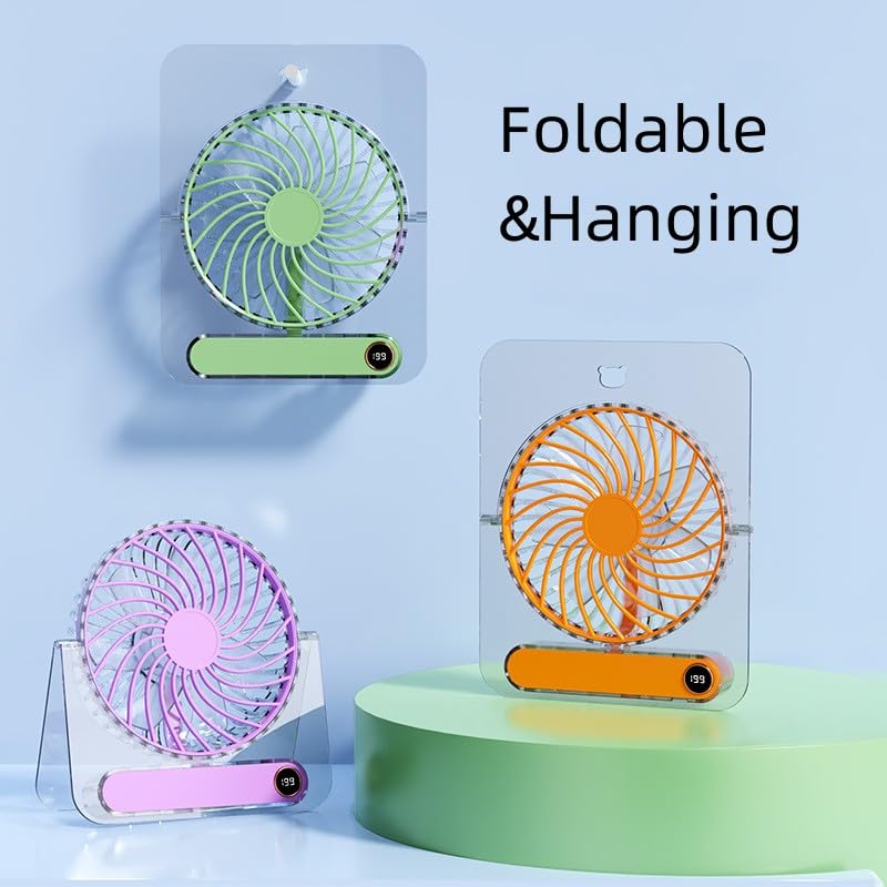 Portable Card Desktop Fan - Fashion Transparent Ultra-thin Desk Fan 1800mAh USB Rechargeable Personal Battery Operated Mini Small Pocket Fan