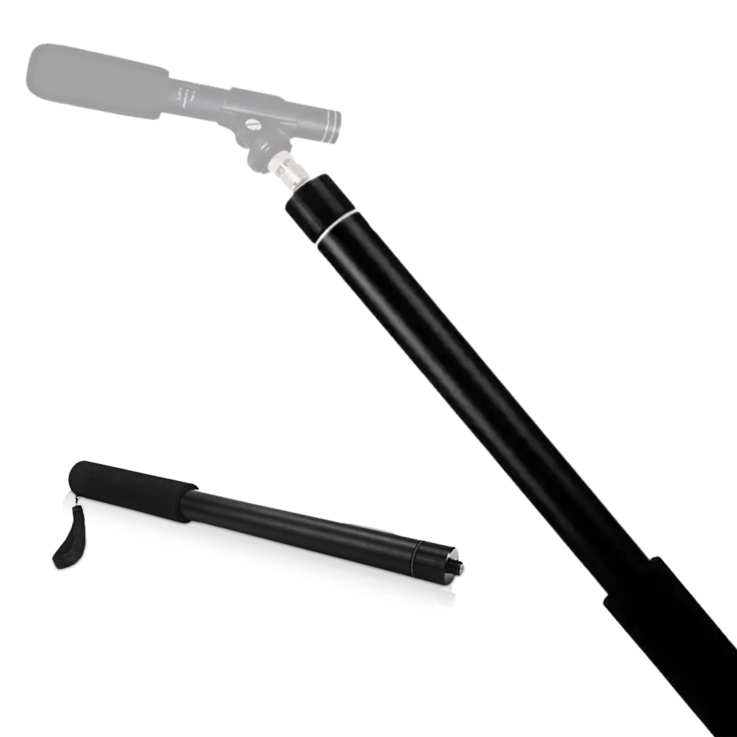 iOgrapher Microphone Boom Pole - Handheld Boom Pole Holder & Adjustable Microphone Mount - Compact & Extendable Pole Mount with Maximum Reach 1.5m