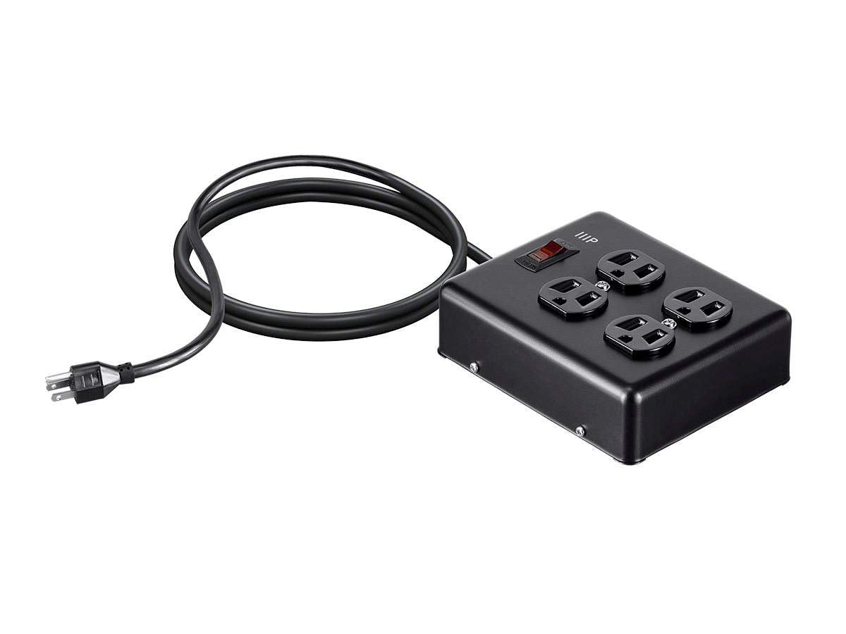 Monoprice Heavy Duty Metal Surge Protector - 4 Outlet Power Strip, 180 Joules, UL Certified, 6 Feet Cable, Black