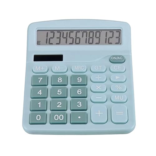 Desk Calculator 12 Digit Office Calculators with Large Screen Display, Dual Solar Power and Battery, Recessed Big Button Calculator for Office Home