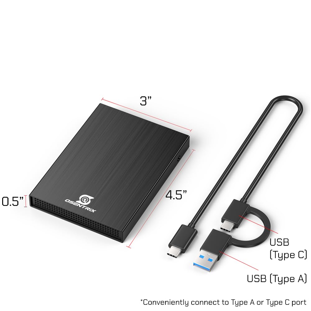 OSENTRiX O2-BK 2TB USB 3.0 Pocket-Size Portable External Hard Drive (for Windows, MacOS, Xbox, PS)