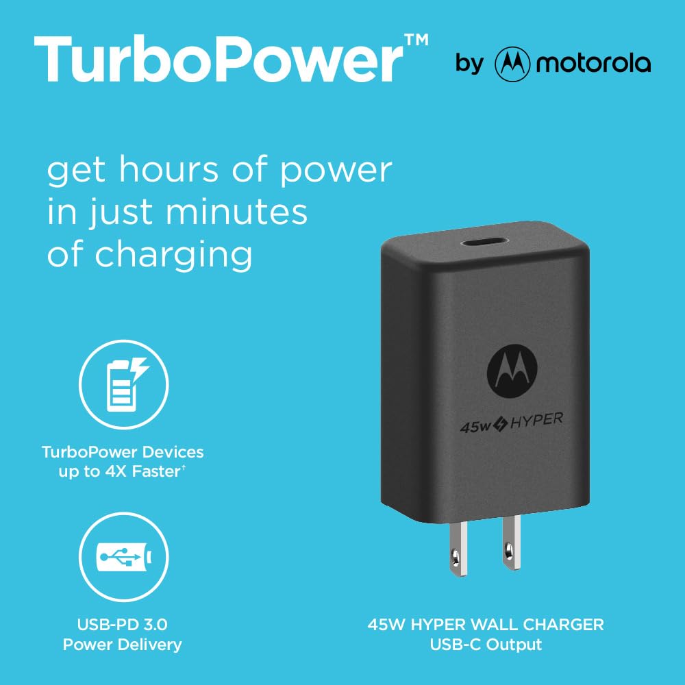 Motorola TurboPower 45W USB-C Solo Charger for Motorola Razr+ (2024/2025/2026) - No Cable